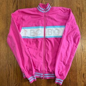 BCBG Maxazria Sport Pink Vintage Style Zipper Jacket Size XL